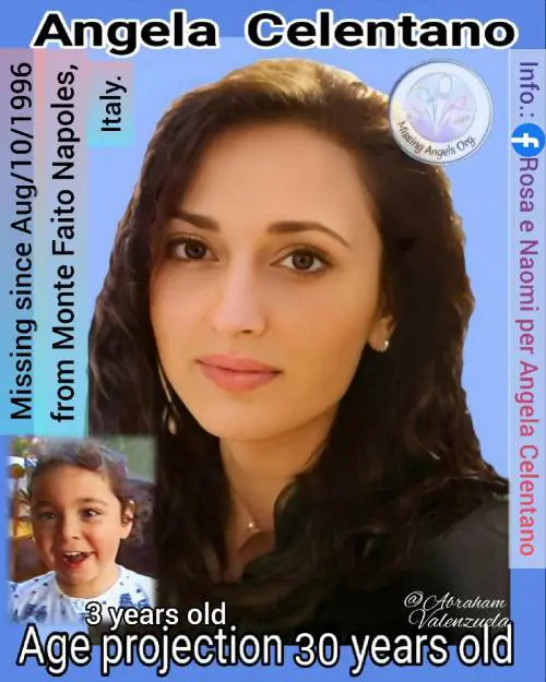 Una age progression di Angela Celentano, oggi trentenne