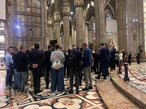 Il sopralluogo in Duomo a Milano in vista dei funerali di Stato di Silvio Berlusconi 