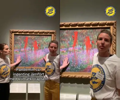 Vernice rossa su un Monet: l’ultima follia degli eco-vandali