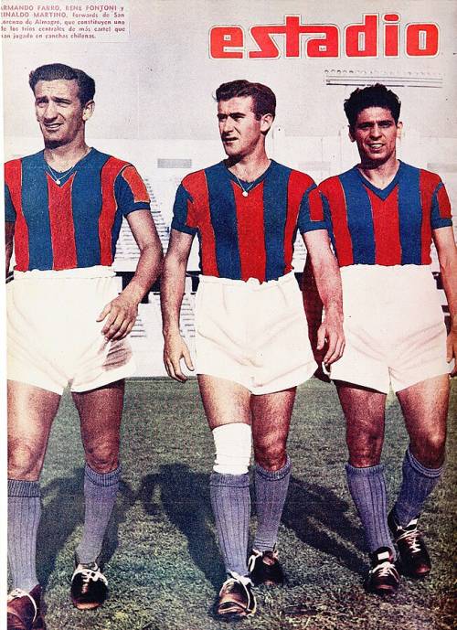  Armando Farro, René Pontoni e Rinaldo Martino, colonne del San Lorenzo che stregò Papa Francesco, in un numero di "Estadio" del 1946