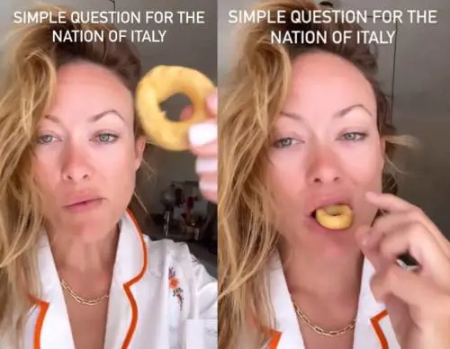 "Italia, cosa ci mettete...". Olivia Wilde pazza per i taralli pugliesi. Il video social è virale