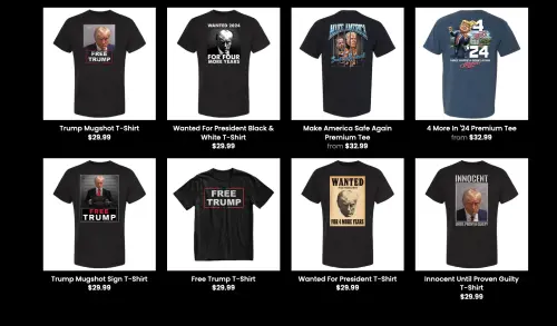 Le magliette acquistabili dal catalogo del sito del figlio di Trump.