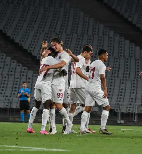I giocatori dell'Hatayspor festeggiano un gol