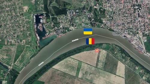 Immagine satellitare del luogo dove sono stati recuperati i resti del drone russo caduto sul confine tra Romania e Ucraina.