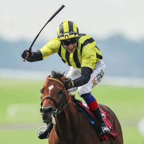 Eldar Eldarov, vincitore del Irish St. Leger 2023. Fonte facebook/The Curragh Racecourse