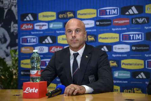 Andrea Soncin alla conferenza stampa di presentazione, nelle nuove vesti da ct (via Figc)