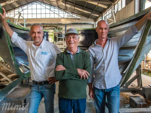 Cantiere Mimì. Domenico e Massimo Senese con il padre Salvatore