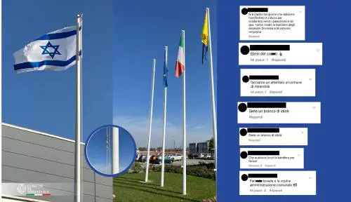 Rubata la bandiera israeliana e minacce sui social: choc a Mirandola 