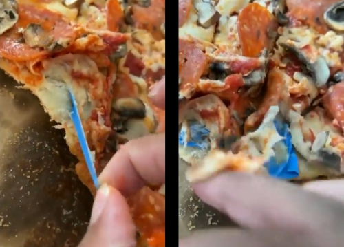 Un guanto di lattice nella pizza: il video choc sui social