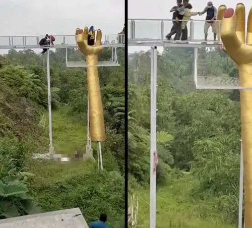 Crolla il ponte di vetro e i turisti precipitano nel vuoto: il video della tragedia