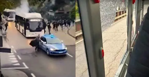 Paura dopo Vicenza-Padova: sassi e bottiglie contro bus di tifosi. La furia degli ultras