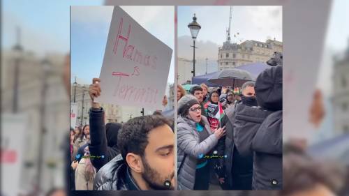 Va al corteo pro-Palestina col cartello anti-Hamas: finisce male
