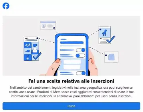 "Fai una scelta". Cosa fare se Facebook o Instagram vi mostrano questo banner