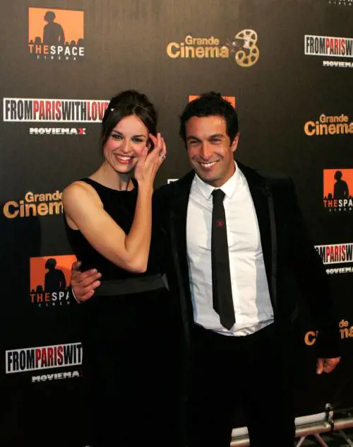Kasia Smutniak con Pietro Taricone all'anteprima cinematografica del film "From Paris with love" a Roma (14 aprile 2010)