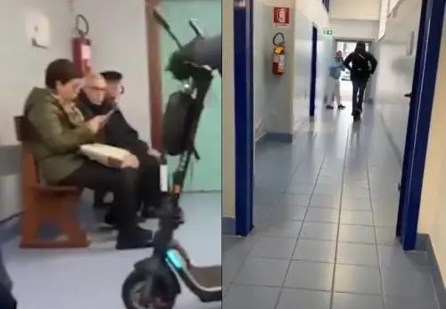 Napoli, infermiere sul monopattino per i corridoi dell'ospedale: è polemica