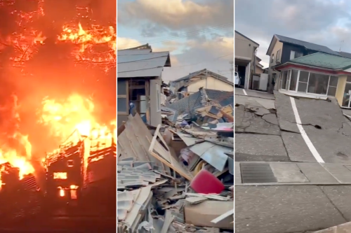 Doppia scossa in Giappone: crolli, incendi e persone sotto le macerie