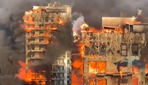 Maxi incendio a Valencia, in fiamme palazzo di 14 piani: decine di persone intrappolate