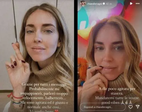 Chiara Ferragni nervosa per l'intervista da Fazio: "Mandatemi le vostre good vibes"