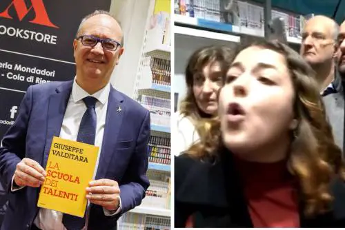 Urla contro Valditara ma sbaglia ministro: lo scivolone della contestatrice rossa
