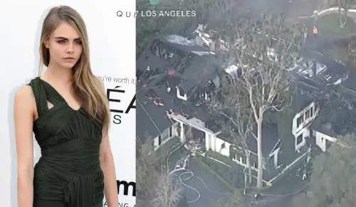La villa di Cara Delavigne distrutta da un incendio. Le immagini choc