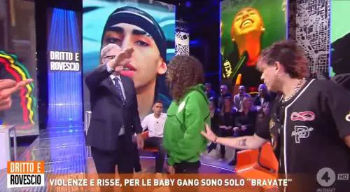 "Vuoi fare a botte con me?" Furia di Baby Touché da Del Debbio, cosa è successo