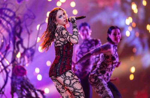 Angelina Mango durante le prove della sua esibizione di giovedì all'Eurovision Song Contest 2024