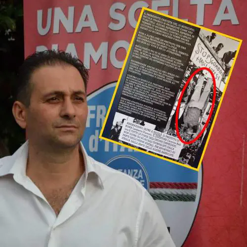 "Fasci appesi". Il volantino choc degli anarchici con l'esponente FdI a testa in giù