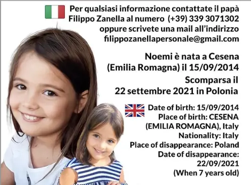 Una delle tente foto segnaletiche per cercare la piccola Noemi. Fonte Ass. Cerchiamo Denise Onlus