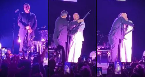 Riceve la chitarra di Pino Daniele dal figlio, Giuliano Sangiorgi scoppia in lacrime