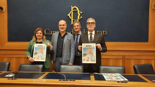Da sinistra Veronica Felici, Edoardo Sylos Labini, Paolo Petrecca e Federico Mollicone