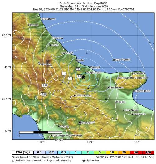 Paura in Molise, terremoto di magnitudo 4 nella notte. "È stata una botta forte"