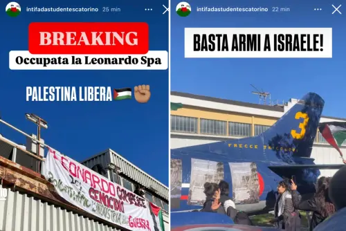 L'intifada studentesca "occupa" Leonardo a Torino: "Fino alla vittoria"
