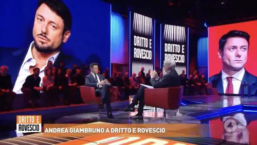 Andrea Giambruno ospite di Paolo Del Debbio a Dritto e Rovescio