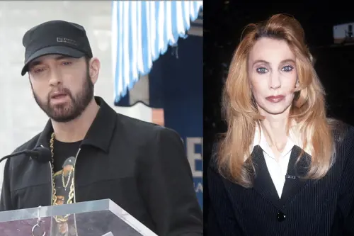 A sinistra il rapper Eminem, a destra la madre Debbie Nelson, scomparsa il 2 dicembre a seguito delle complicanze di un tumore al polmone