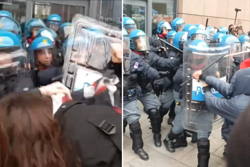 Torino, uova e pietre contro la polizia: i pro Pal cercano di sfondare il cordone al Politecnico