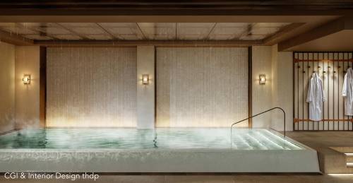 Una delle piscine termali all'interno di De Montel – Terme Milano, che aprirà il 1° aprile. Da oggi è possibile acquistare voucher in anteprima sul sito della struttura