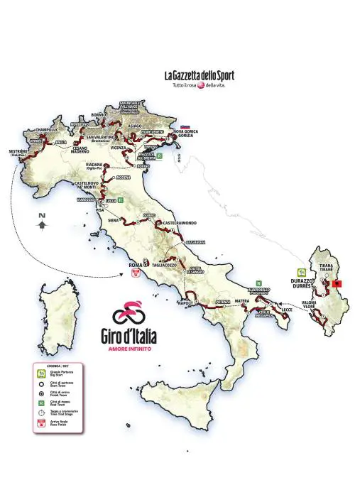 Giro d'Italia, tutte le tappe