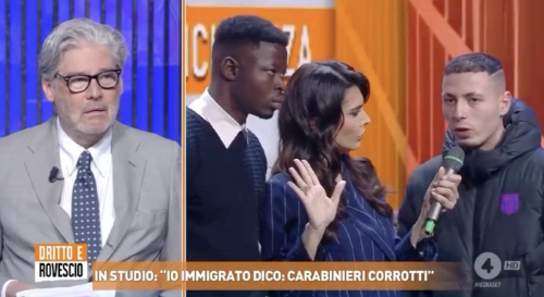 “Qua abbiamo coltelli per difenderci”. Immigrato attacca l’Italia, lo studio lo gela così 