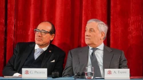 A sinistra il Rettore di UniCamillus, Gianni Profita. A destra il Vicepresidente del Consiglio dei Ministri e Ministro degli Affari Esteri e della Cooperazione Internazionale Antonio Tajani