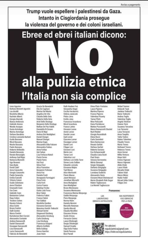 Il mondo al contrario: gli ebrei italiani accusano Israele di "pulizia etnica"