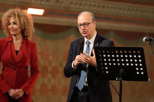 Il ministro dell'Istruzione e del Merito Giuseppe Valditara durante la presentazione dell'Orchestra nazionale della scuola italiana