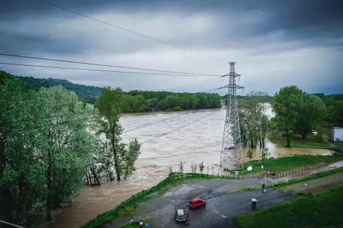 Il fiume Po esondato a Chivasso 