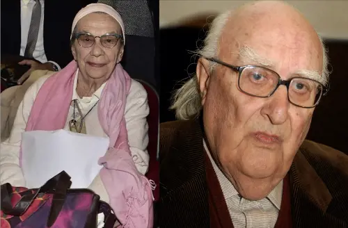 A sinistra Rosetta Dello Siesto, moglie dello scrittore Andrea Camilleri (destra)