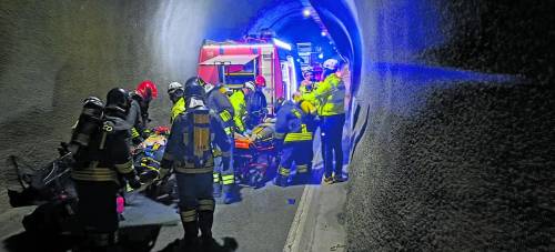 Incidente simulato nel tunnel per Livigno. Areu Lombardia si testa in vista dei Giochi