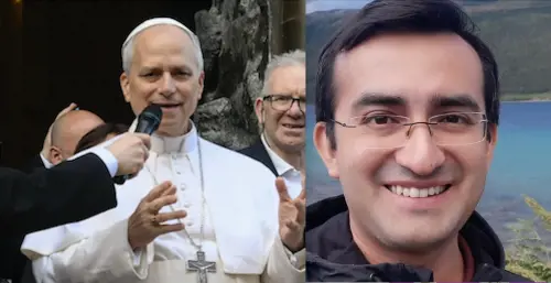 A destra una foto social di Padre Edgard Rimaycuna (Fonte social)