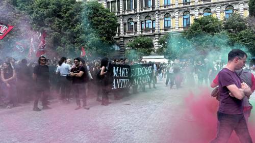 Scontri al corteo contro il "Remigration Summit": petardi contro la polizia Scontri al corteo contro il "Remigration Summit": petardi contro la polizia