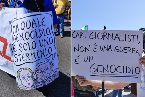 "Bella Ciao" e slogan anti Meloni e pro Pal. La solita sinistra in piazza