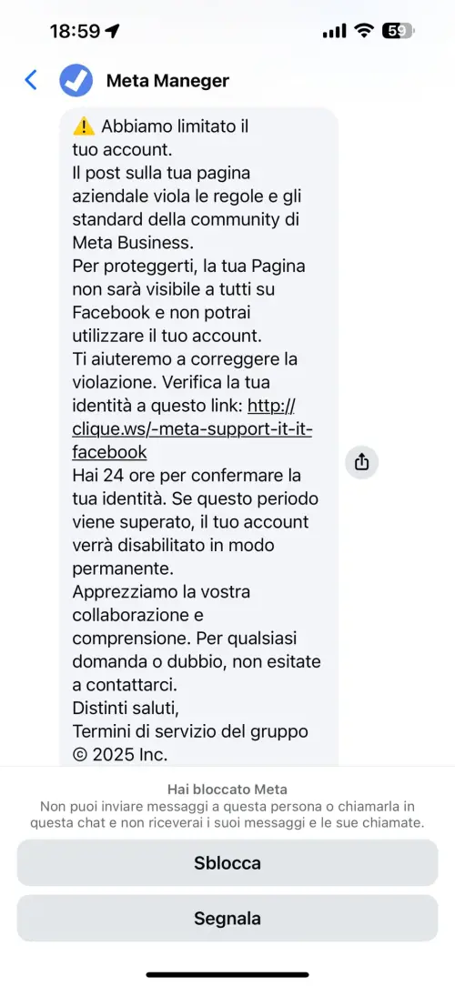 "Abbiamo limitato il tuo account". Occhio a questo messaggio: cosa fare