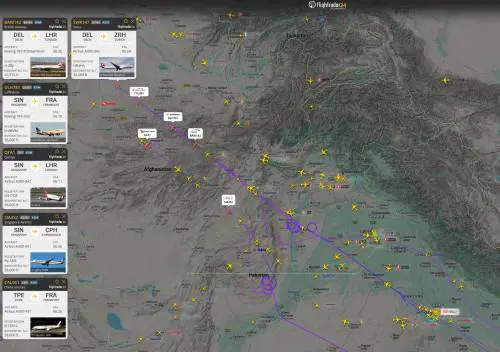 Voli costretti a sorvolare l'Afghanistan
