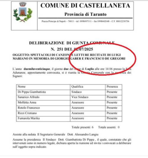 A Castellaneta fanno il concerto "in memoria di De Gregori". Ma lui è vivo, la gaffe clamorosa